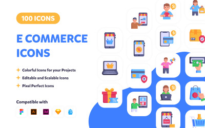 100 icônes d&amp;#39;achat en ligne