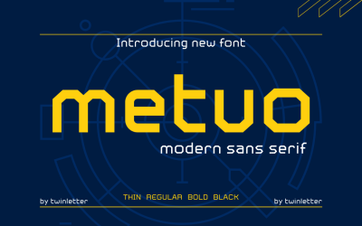Metuo 是一种现代字体，有四种粗细可供选择