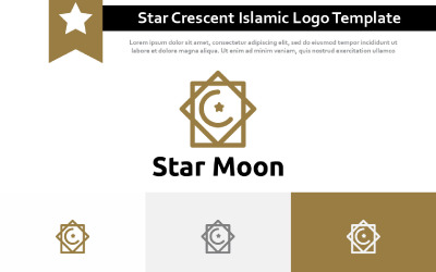 Modèle de logo de la communauté musulmane islamique Golden Star Crescent Moon