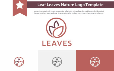 Modello di logo della natura astratta della linea del cerchio delle foglie della foglia
