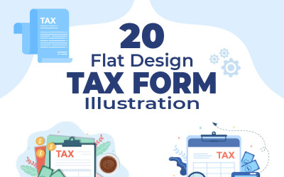 20 Skatteformulär Platt Design Illustration