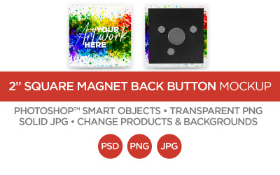 Čtvercové tlačítko s magnetem na vzácné zeminy zpět maketa a šablona