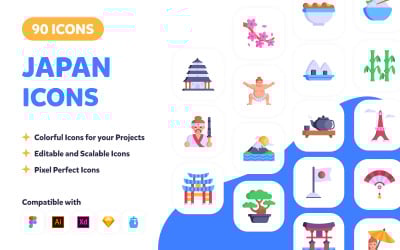 90 Japan Icons - Cultural Vectors