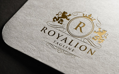 Logo professionale della lettera R del leone reale