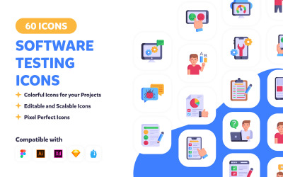 60 Symbole für Softwaretests