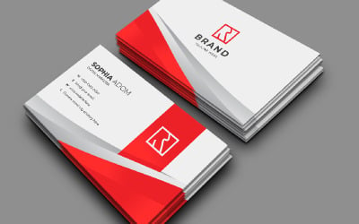 tarjeta de visita creativa de estilo 3d rojo y plateado