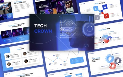 Tech Crown – technológiai többcélú PowerPoint sablon