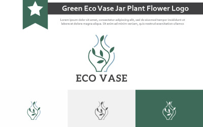 Yeşil Eko Vazo Kavanoz Bitki Çiçek Soyut Logo