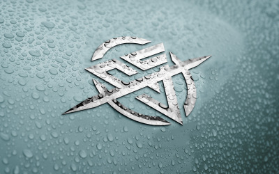 Мокап нового логотипа Steel And Green 2 Style с тенями воды на заднем плане