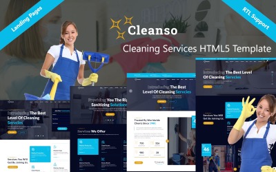 Cleanso – Takarítási szolgáltatások és többcélú HTML5 Reszponzív Bootstrap5 Céloldalsablon