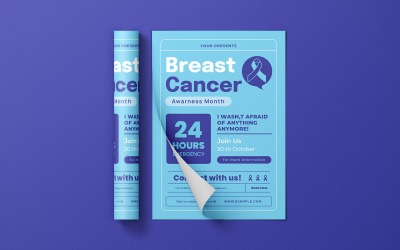 Mall för reklamblad för bröstcancermedvetenhet