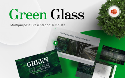 Modelo de PowerPoint profissional multiuso de vidro verde