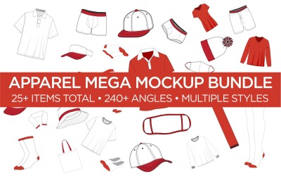 Одежда Mega Bundle - Мокап векторного шаблона