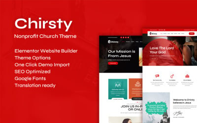 Chirsty - Çok Amaçlı Kâr Amacı Gütmeyen Kilise WordPress Teması