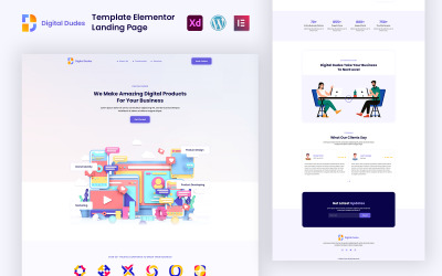 Digital Dudes - готовый к использованию шаблон Elementor для цифровых сервисов