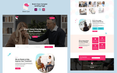 Hjärnvård - Psykologiterapitjänst Redo att använda Elementor-mall