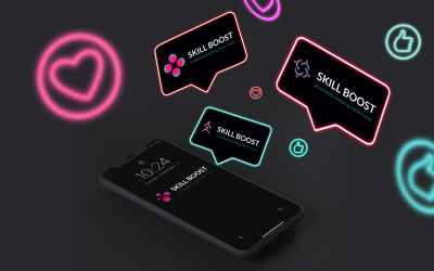 Skill Boost – Abstrakt Bubbles Logo Pack Mall för sociala medier, utbildning och sociala projekt