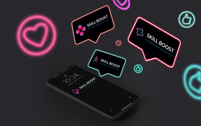 Skill Boost - Sjabloon voor abstract bubbels-logopakket voor sociale media, onderwijs en sociale projecten