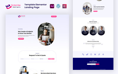 Следующий шаг - цифровое агентство готово к использованию шаблона Elementor