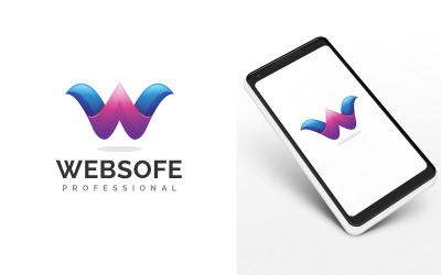 Websofe - Plantilla de logotipo de letra abstracta colorida W