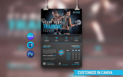 Flyer de fitness muy versátil Canva adecuado para todas las promociones de negocios de salud o deportes