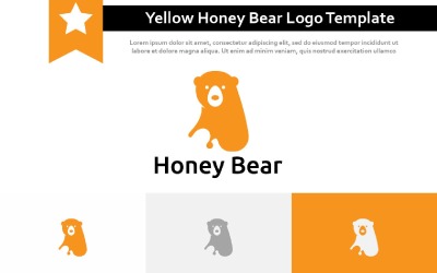 Plantilla de logotipo de comida saludable dulce de oso de miel amarillo