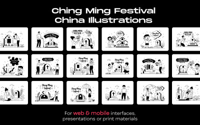25 Ching Ming-festivalillustrationer