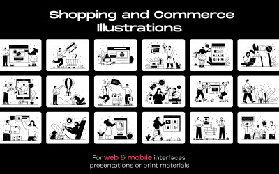 50 Glyph E-commerce illusztrációk