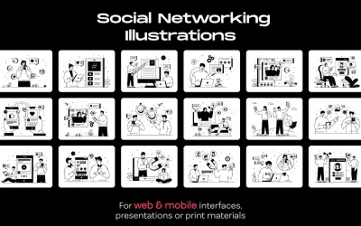 50 illustrationer för sociala nätverk