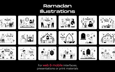 25 illustrations de glyphes du Ramadan
