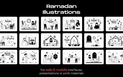 25 illustrazioni di glifi del Ramadan