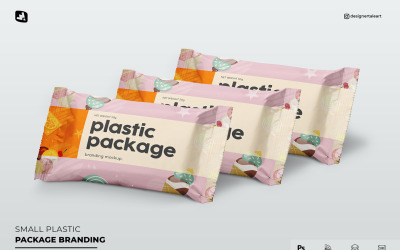 Mockup di marchio del pacchetto di plastica
