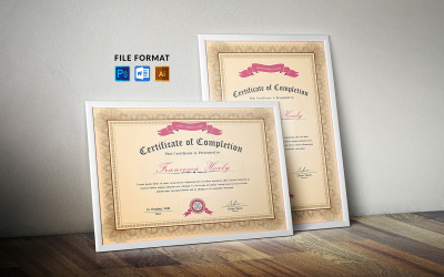 Kreativní design certifikátu dostupný ve velikosti A4 a US Letter