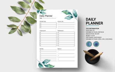 Planejador diário imprimível de uma página