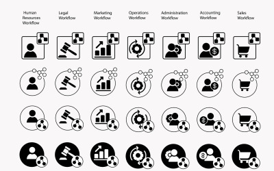 Reihe von Symbolen zum Thema des Workflows