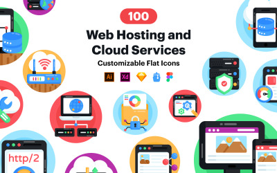 Symbole für Cloud-Dienste - Webhosting-Symbole
