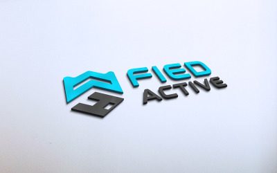 Realistic Cyan And Gray Logo Mockup with Perspective Style
