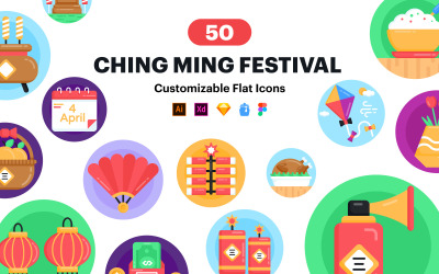 Vector del festival de China - Iconos de Qing Ming