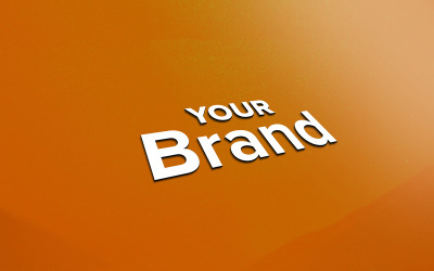 Weißes Logo-Modell mit orangefarbenem Hintergrund