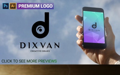Modello di logo DIXVAN con lettera D premium