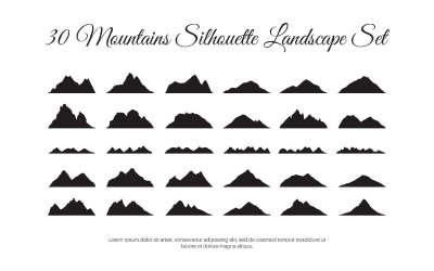 30 Mountains Silhouette Landscape Set