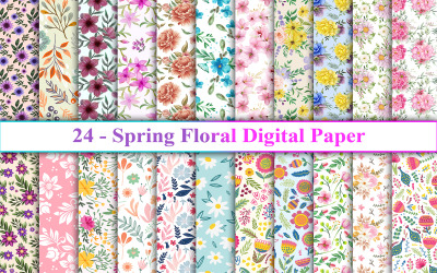 Papel digital floral de primavera, patrón de flores de primavera, fondo de flores de primavera, gráficos de primavera