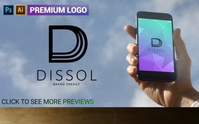 Premium D-bokstav DISSOL-logotypmall
