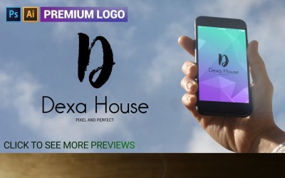 Premium D Letter DEXA HUIS Logo sjabloon