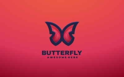 Diseño de logotipo de mascota simple mariposa
