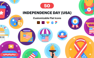 50 векторных икон Дня независимости США