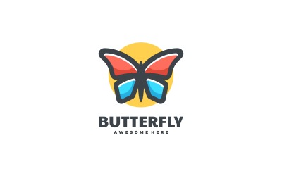 Design de logotipo de mascote de cor de borboleta