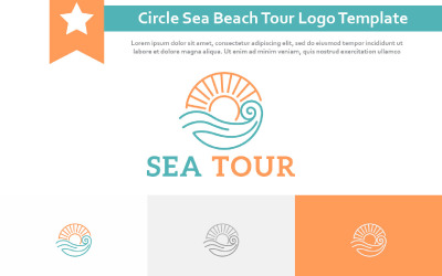 Circle Sea Beach Tour Monoline egyszerű logósablon