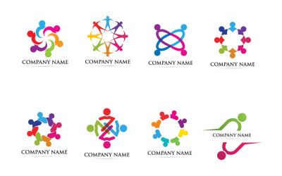 Community Människor Grupp Logotyp Och Symbol