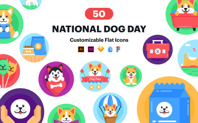 Icone di vettore della giornata nazionale del cane